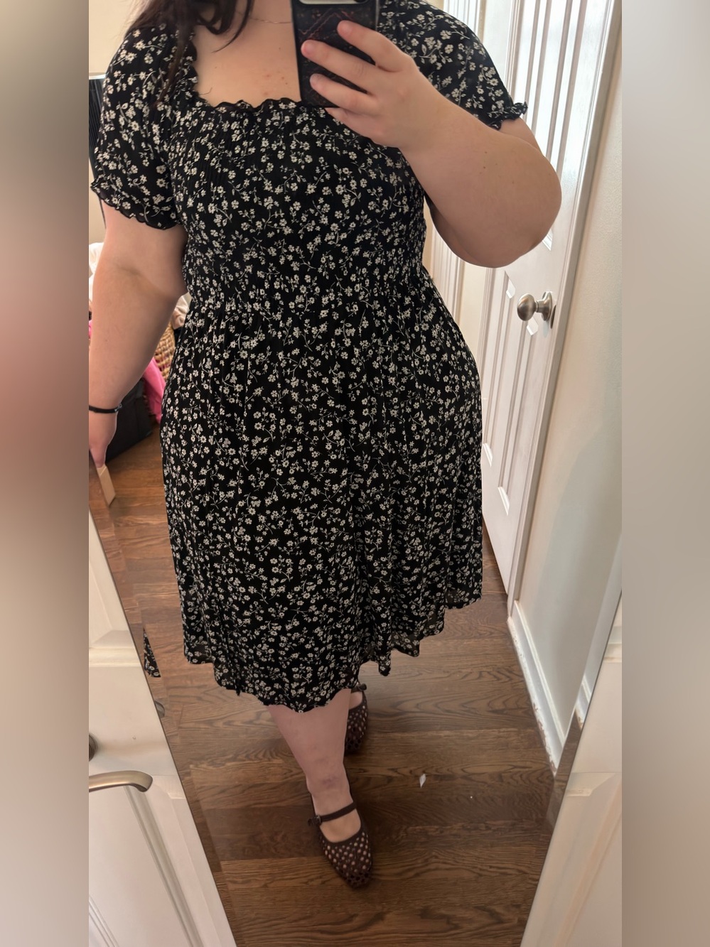 Siren Lily Black Dress with White Floral Print